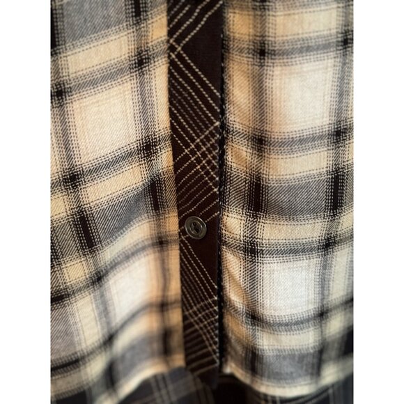 Susan Graver Women’s XLP Beige Mixed Plaid Tunic Top Pockets Preppy Quiet Luxury - Picture 6 of 10